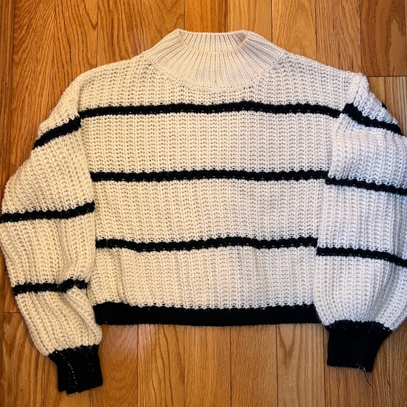 Cream and Black Stripe Loose Knit Sweater - Picture 1 of 1